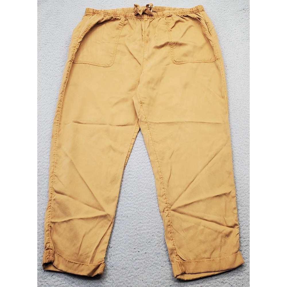 Nicole Miller Pants Womens XL Tan Relaxed Cuffed‎ Drawstring Waist Straight Leg